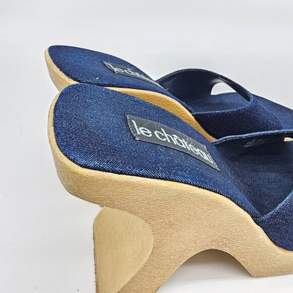 Le Chateau Women's Platform Chunky Heel Jean Slip On, Size 6 - Picture 14 of 14